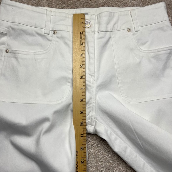Y2K Cache Womens White Flare Leg Pants Size 8 Coastal Nautical Chic Cotton Retro - Picture 7 of 13